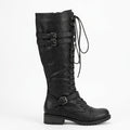 Morwenna | Rugged Buckled Lace-Up Knee High Boots for Women