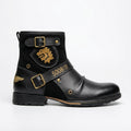 Axel | Rugged Leather Buckle Biker Ankle Boots for Men