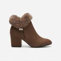 Beatrix | Cozy Faux Fur-Trim Heeled Ankle Boots for Women