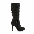 Octavia | Sharp Slouch Suede Knee High Heeled Boots for Women