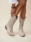 Freida | Airy Perforated Suede Block Heel Boots
