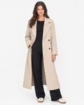Aurev London Charlotte oversized coat in Beige worn by model - front hero