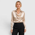 Dahlia | Elegant Satin Draped Blouse