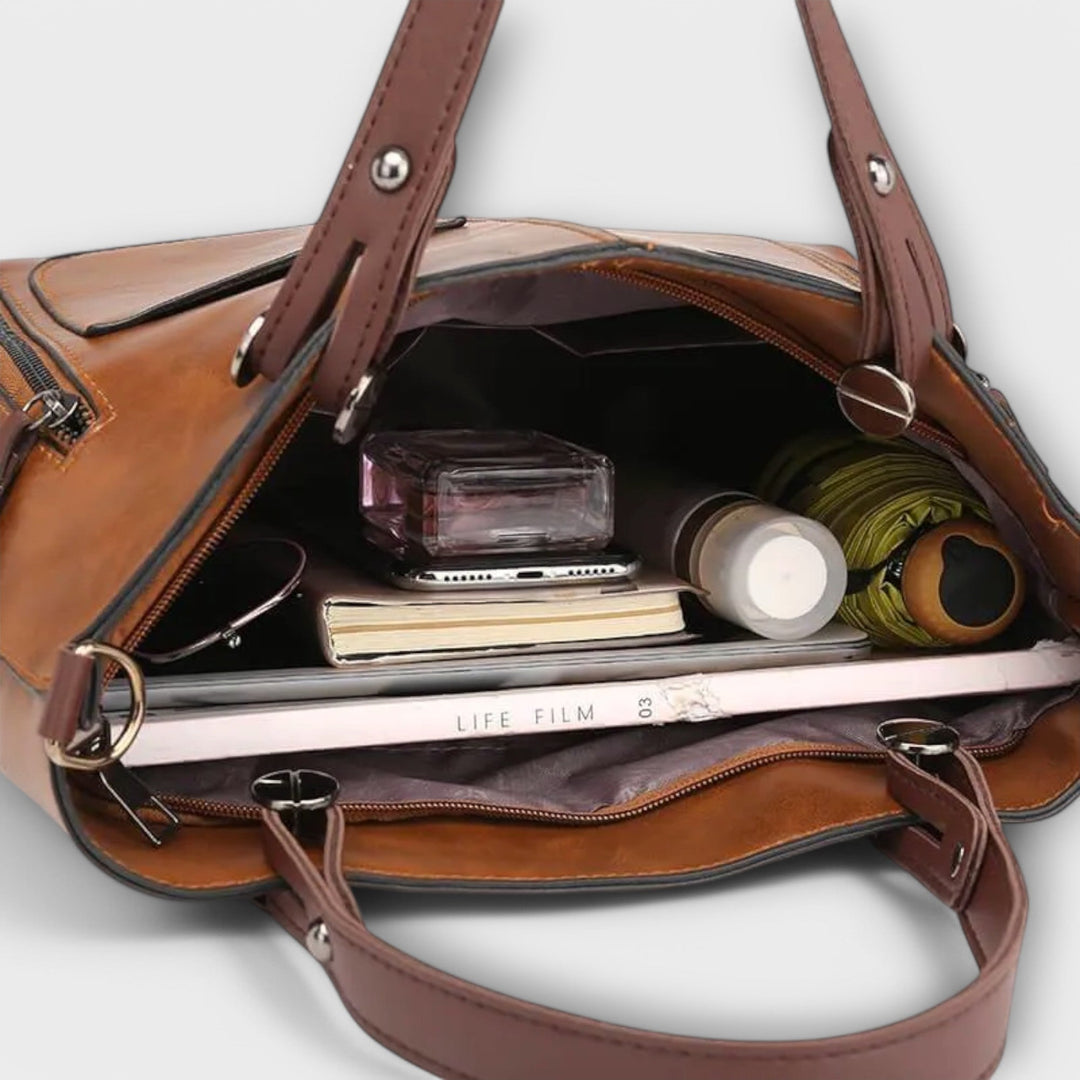 Lora | Classic Leather Tote Bag for Women