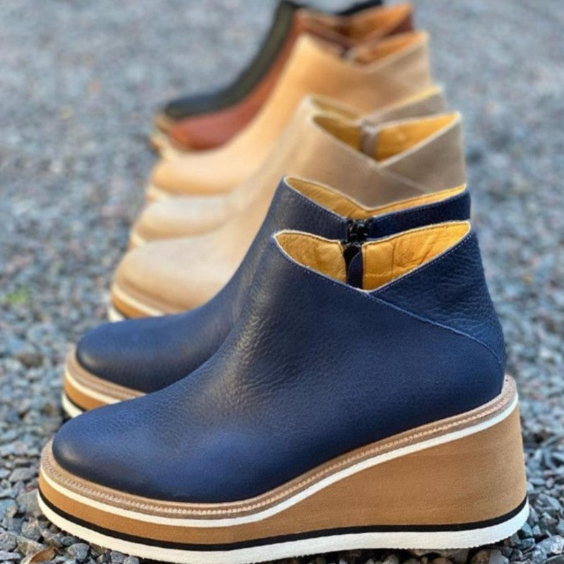 Madeline | Comfort Platform Faux Leather Ankle Boots