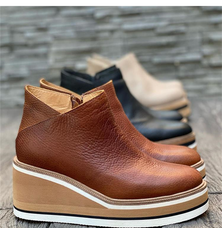 Madeline | Comfort Platform Faux Leather Ankle Boots
