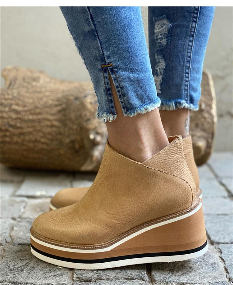 Madeline | Comfort Platform Faux Leather Ankle Boots