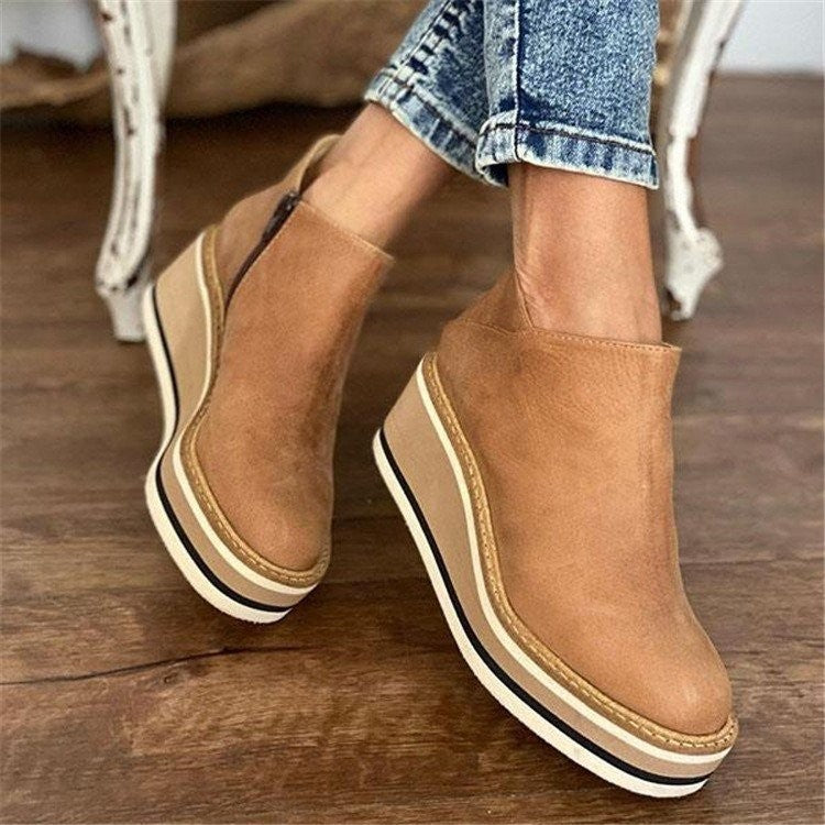 Madeline | Comfort Platform Faux Leather Ankle Boots