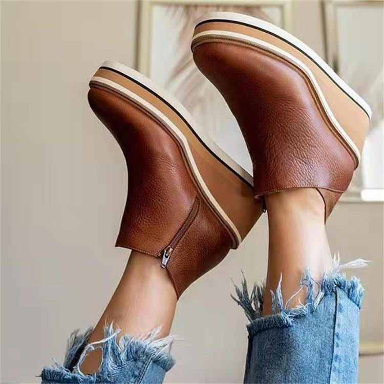 Madeline | Comfort Platform Faux Leather Ankle Boots