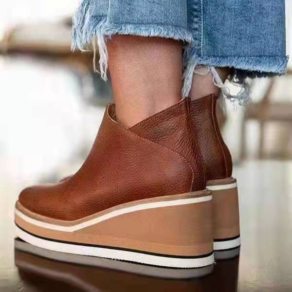Madeline | Comfort Platform Faux Leather Ankle Boots