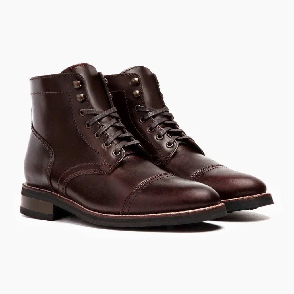 Idris | Timeless Leather Cap-Toe Lace-Up Boots for Men