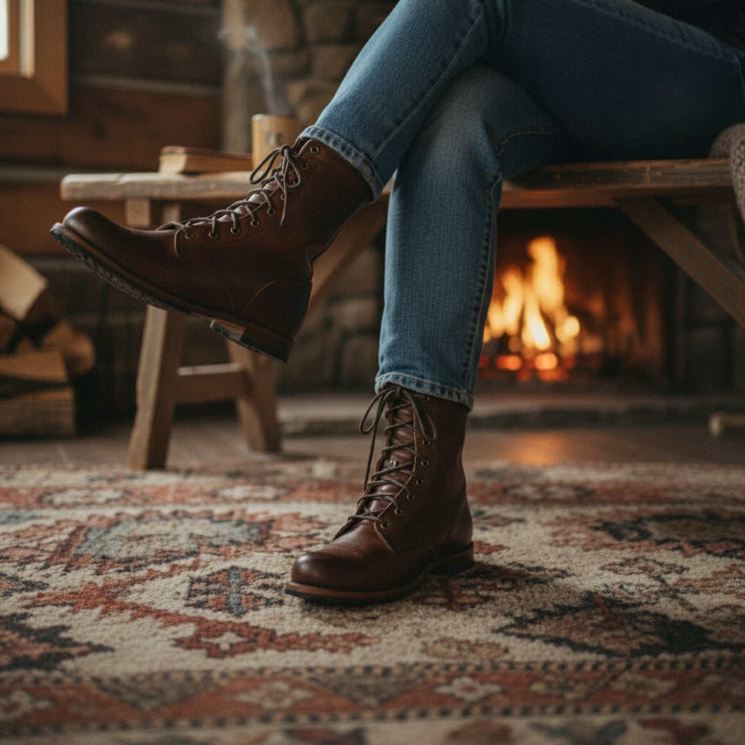 Hermione | Rugged Leather Lace-Up Combat Boots Women