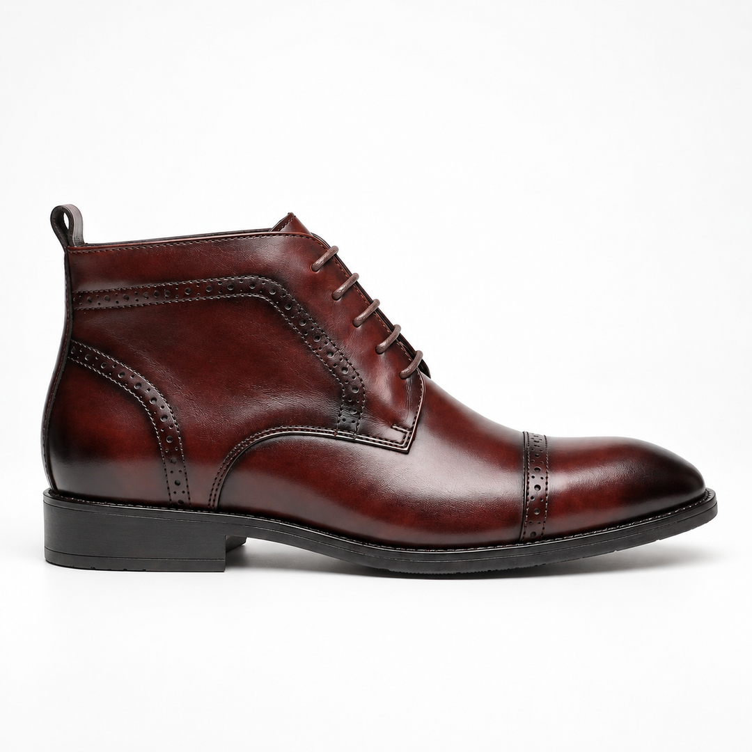 Stanley | Elegant Cap Toe Lace-Up Ankle Boots for Men