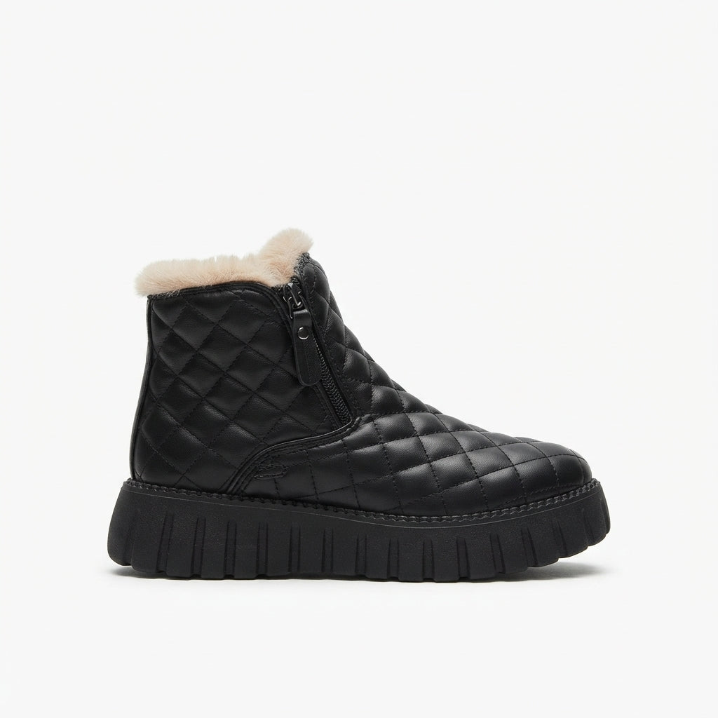 Phoebe | Warm Quilted Platform Winter Ankle Boots