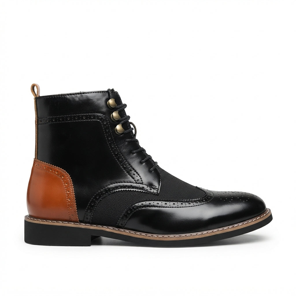 Barnaby | Classic Leather Brogue Lace-Up Ankle Boots for Men