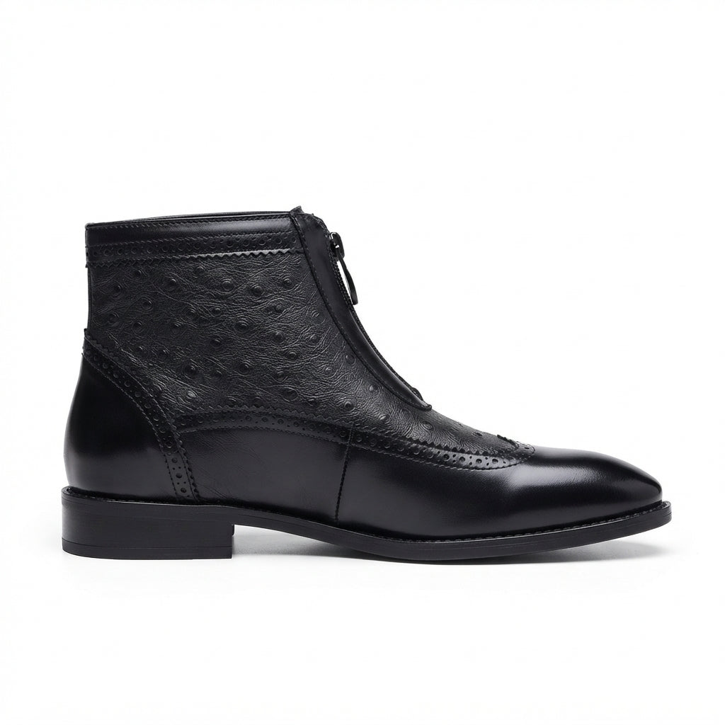 Corwin | Refined Leather Brogue Ankle Boots for Men