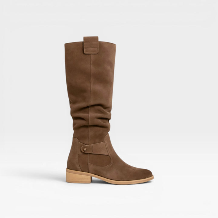 Xanthe | Elegant Suede Knee High Block Heel Boots