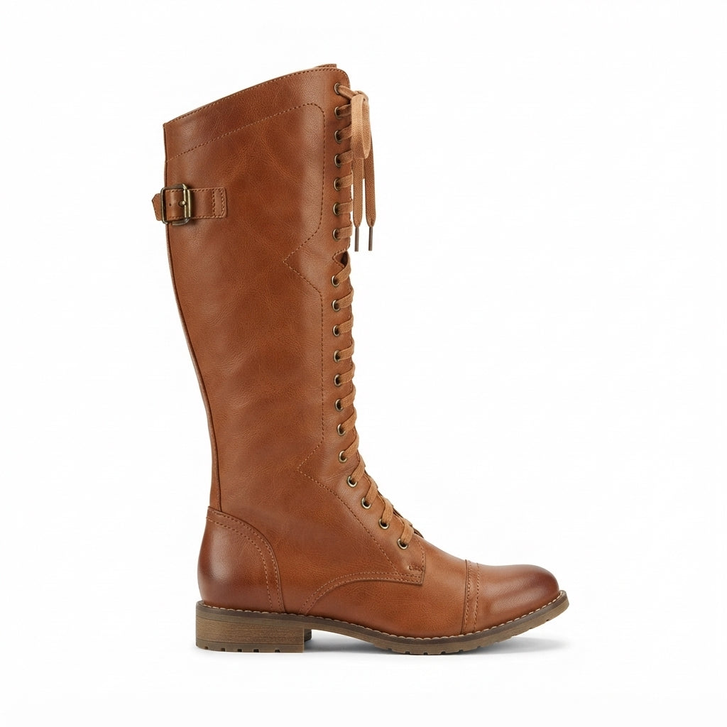 Georgina | Timeless Flat Lace-Up Knee High Boots for Women