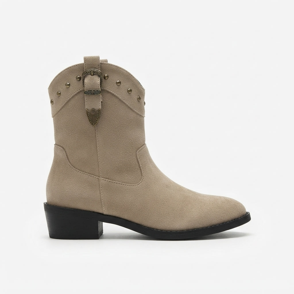 Genevieve | Vintage Studded Cowboy Ankle Boots for Women