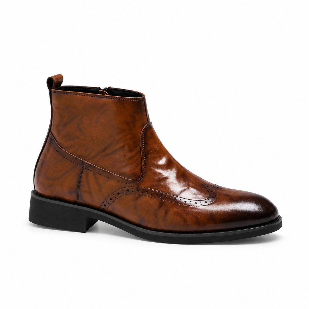 Garrett | Refined Leather Brogue Ankle Boots for Men