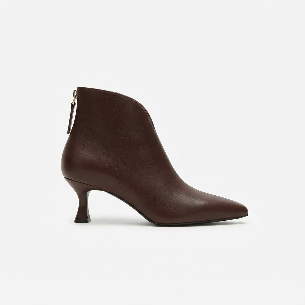 Delphine | Refined Pointed Toe Kitten Heel Ankle Boots