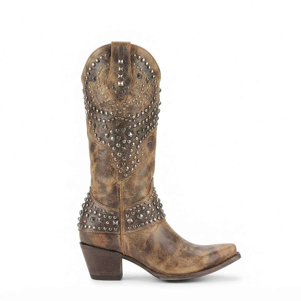 Octavia | Bold Heeled Knee High Cowboy Boots for Women