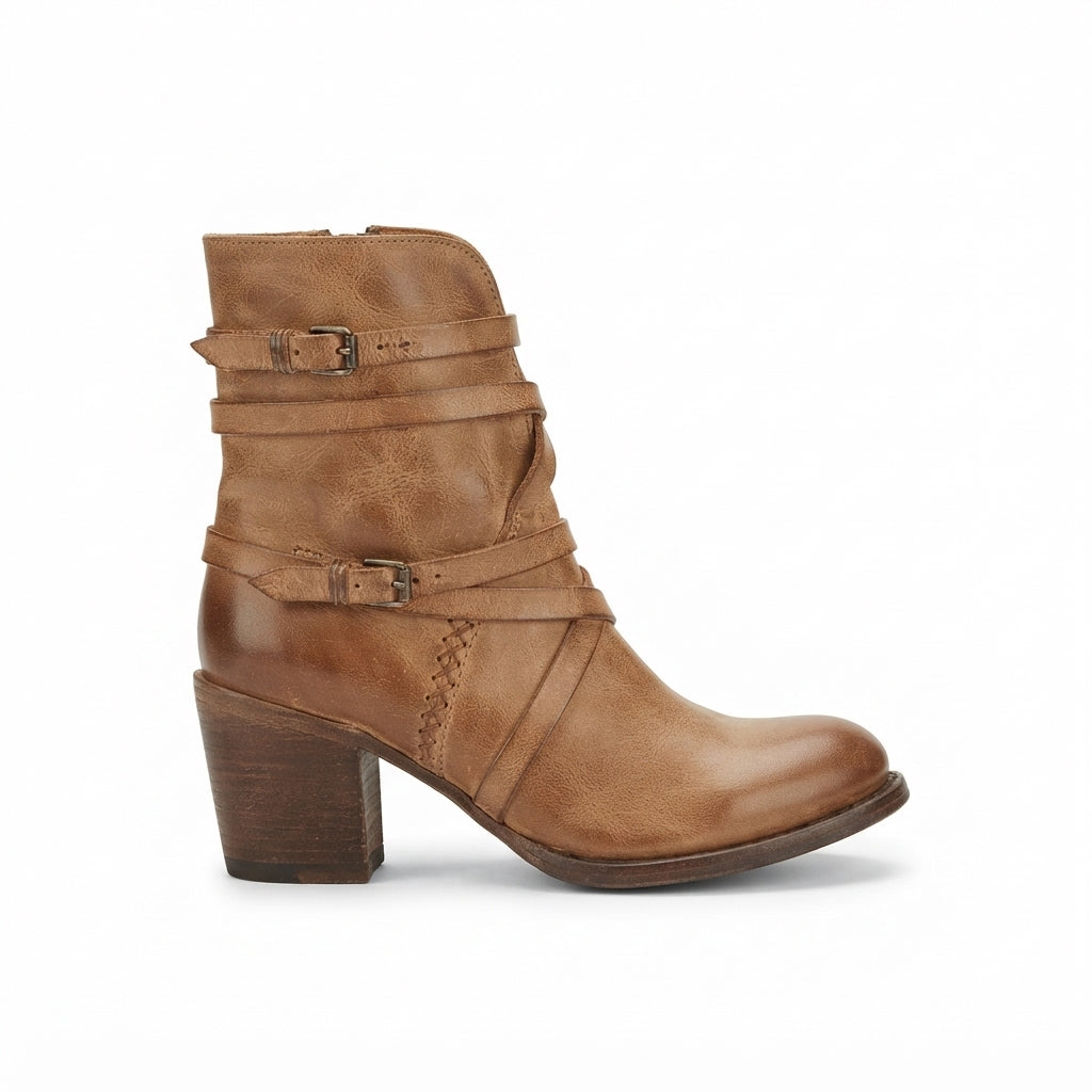 Marceline | Rugged Buckle Strap Biker Boots for Women