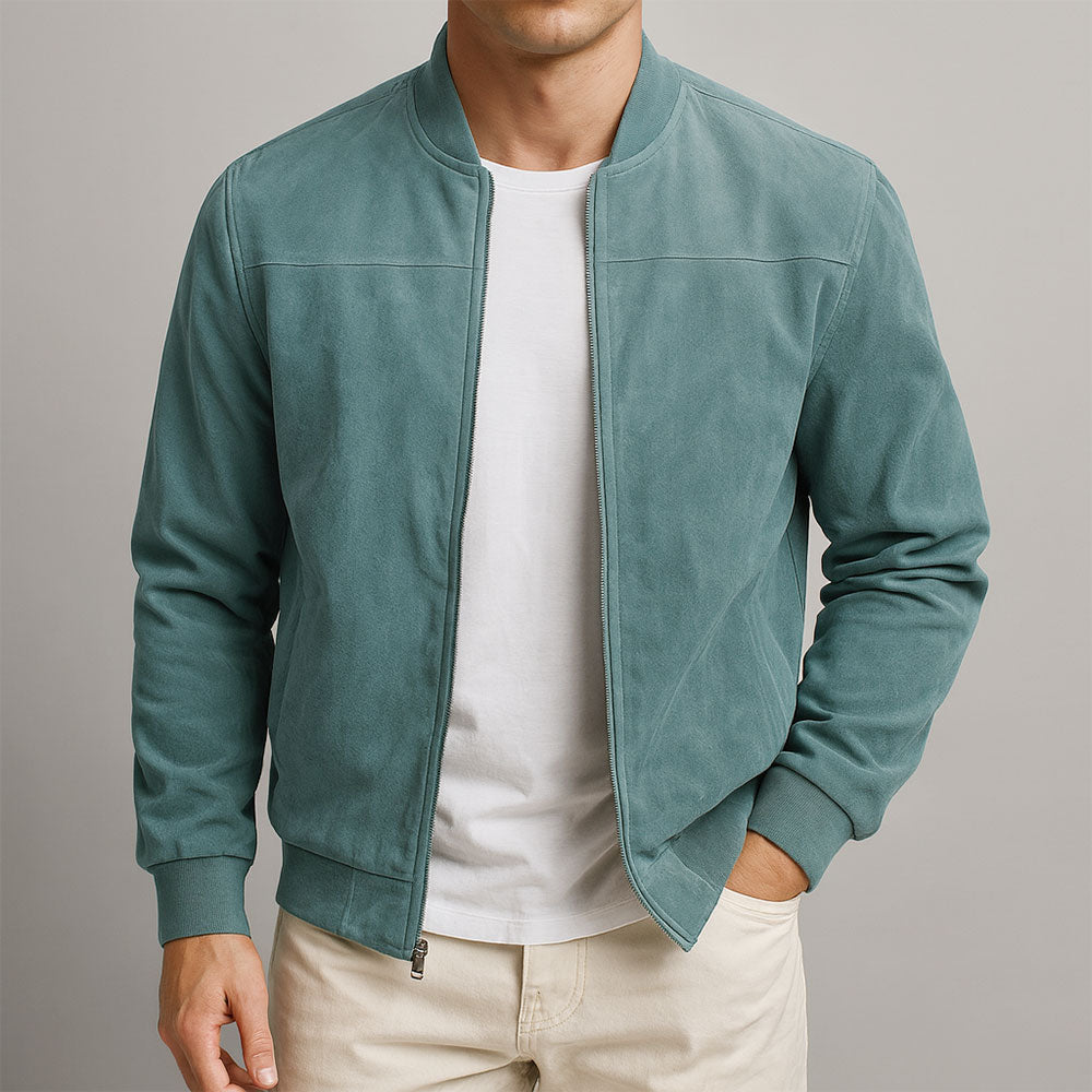 Holt | Sleek Faux Suede Bomber Jacket for Men's Casual Outerwear
