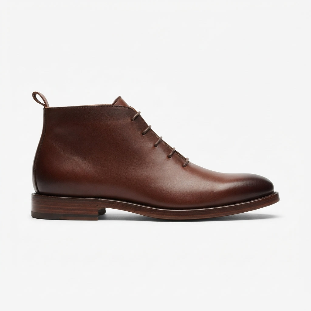 Calvin | Polished Leather Chukka Ankle Boots for Men
