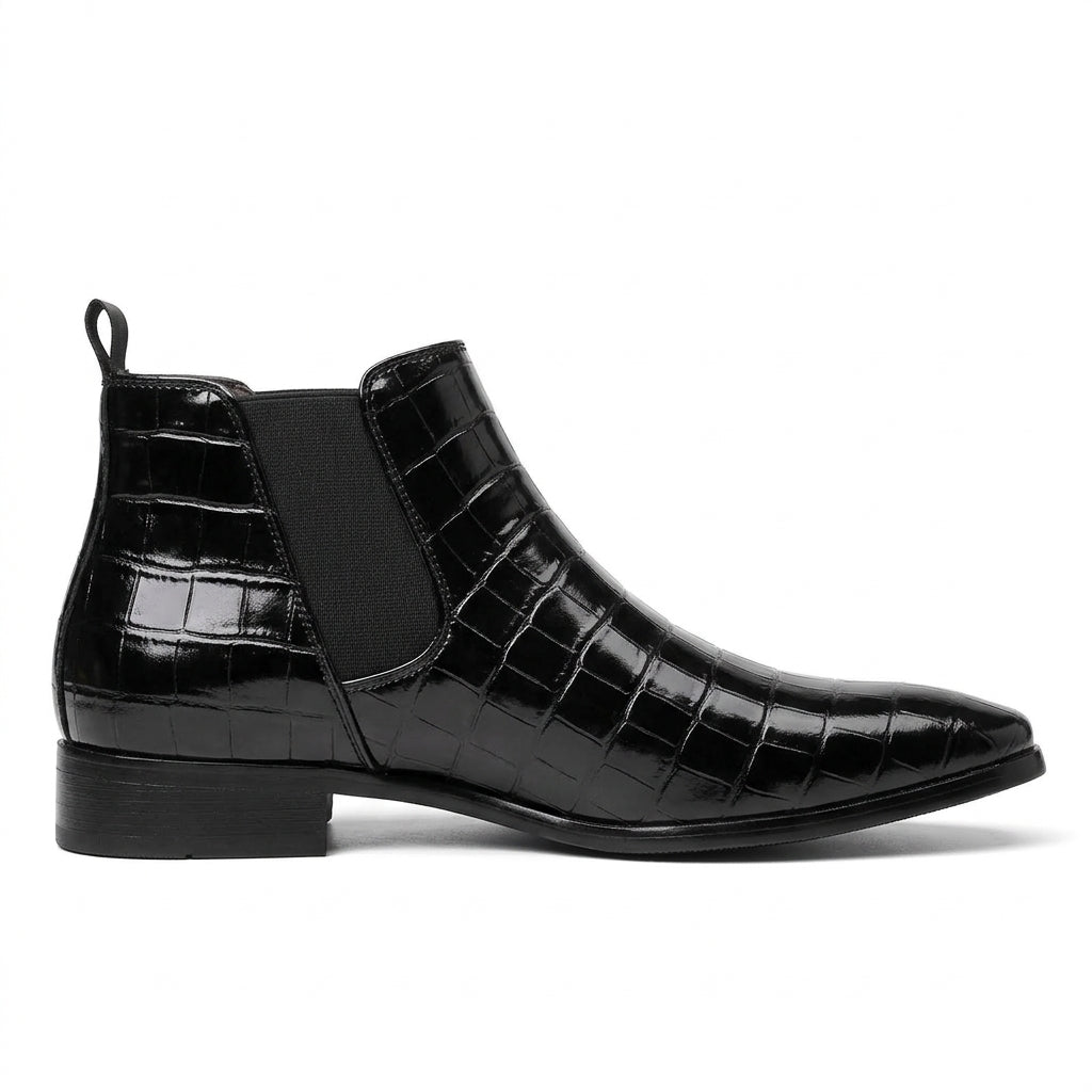 Leander | Sleek Croc-Embossed Chelsea Ankle Boots for Men