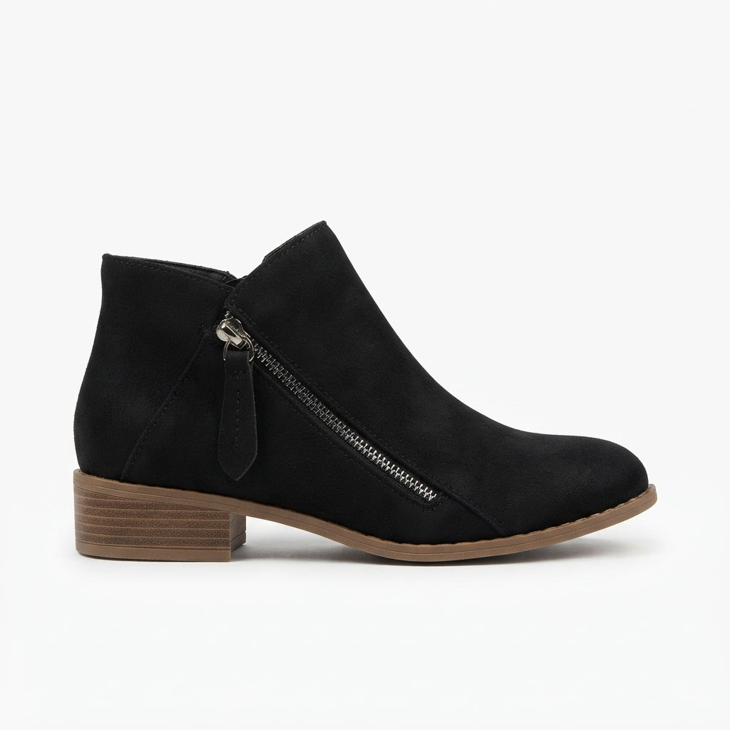 Una | Effortless Side-Zip Heeled Ankle Boots for Women