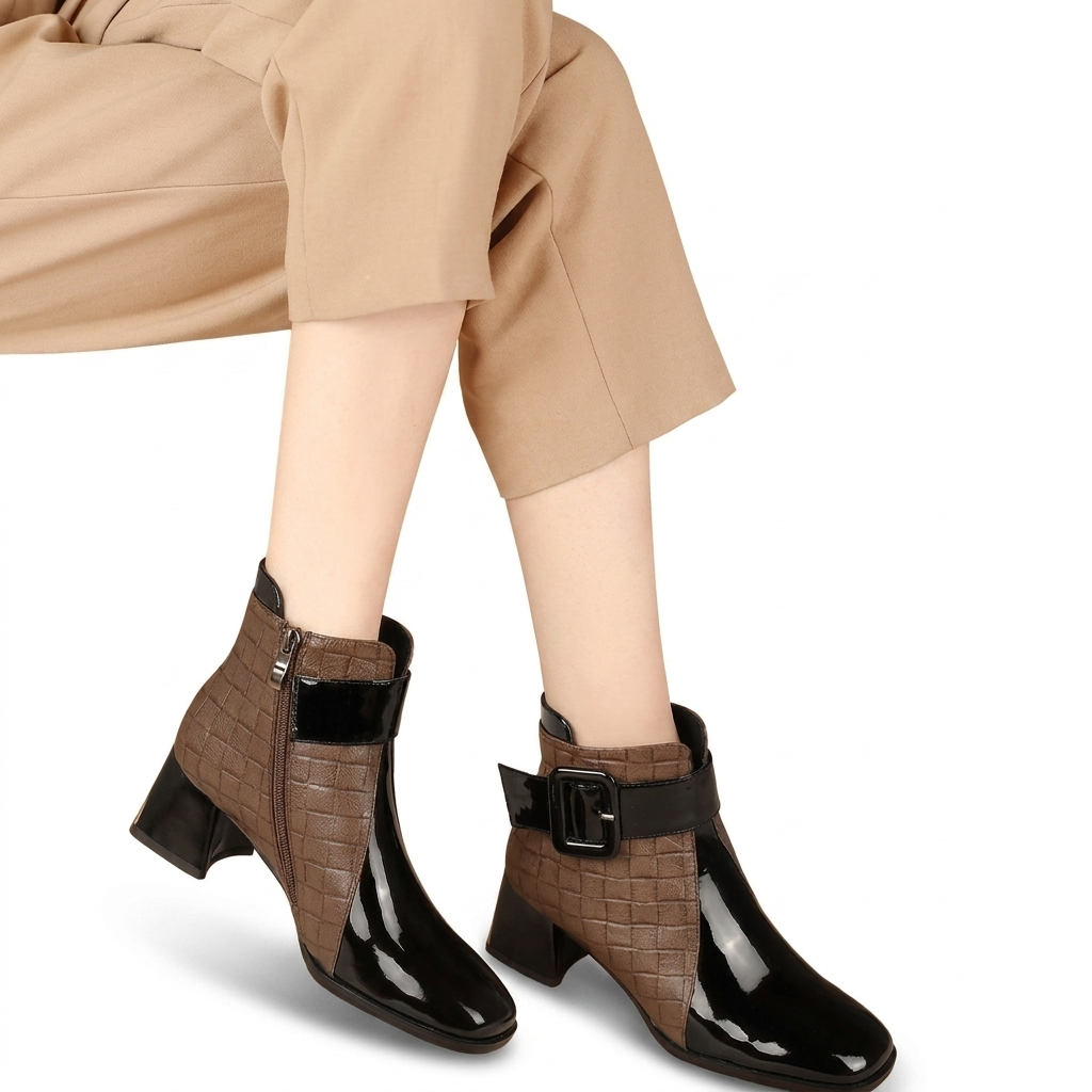 Beatrice | Stylish Buckle Block Heel Ankle Boots for Women