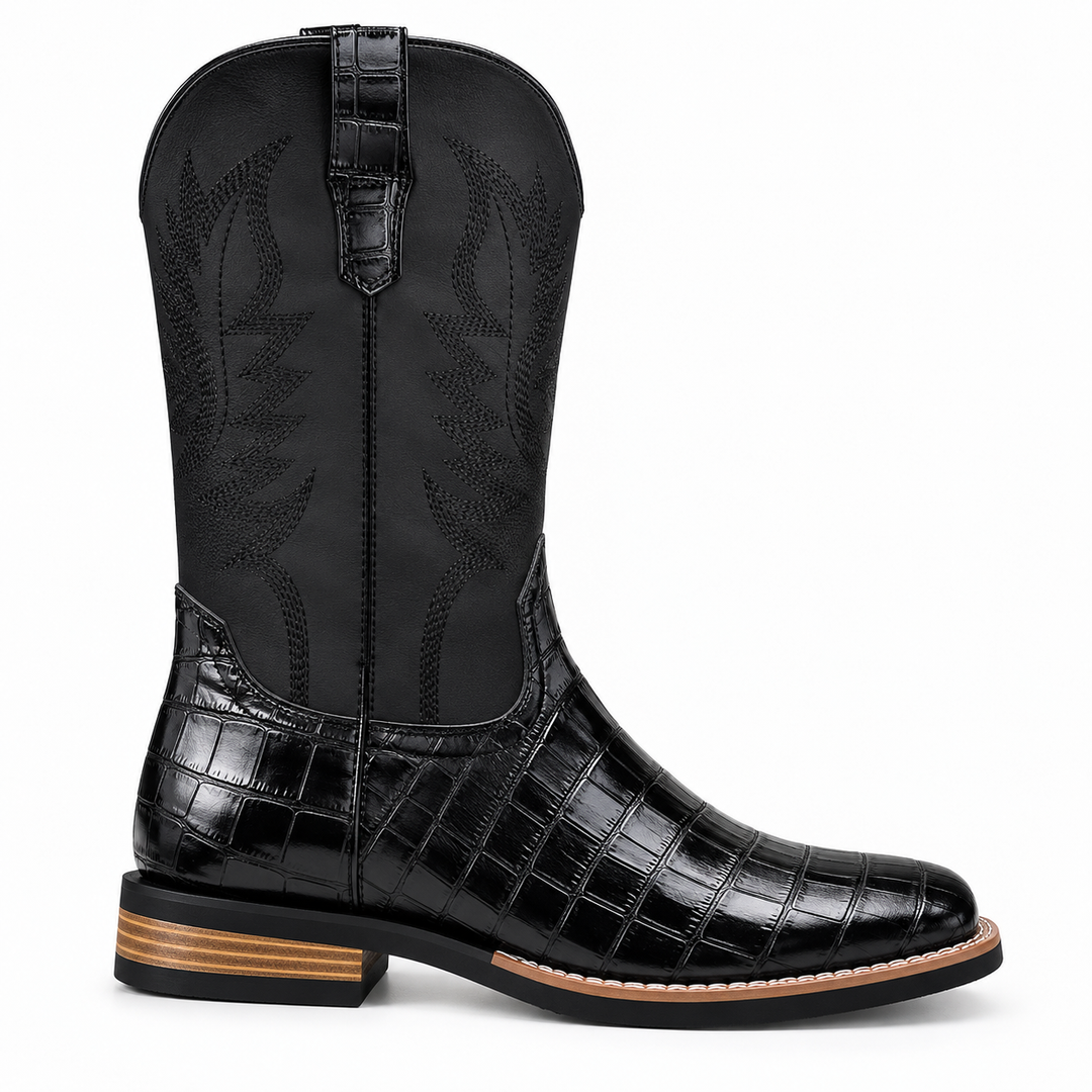 Keaton | Sturdy Croc-Embossed Leather Cowboy Boots for Men