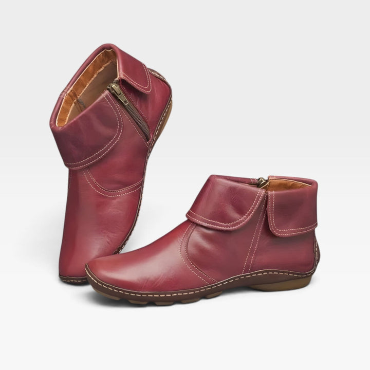 Emmeline | Refined Fold-Over Leather Ankle Boots Women