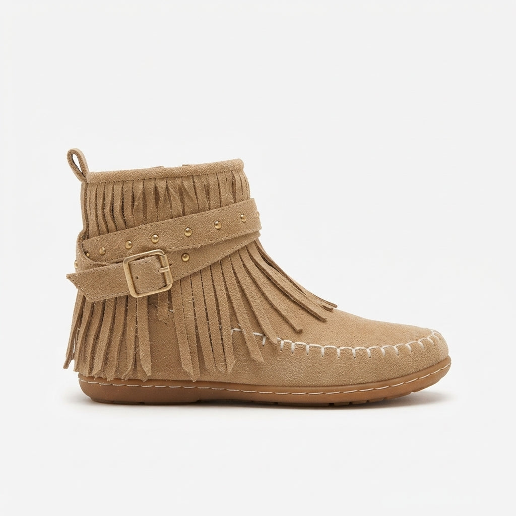 Isla | Relaxed Suede Fringe Ankle Boots for Women