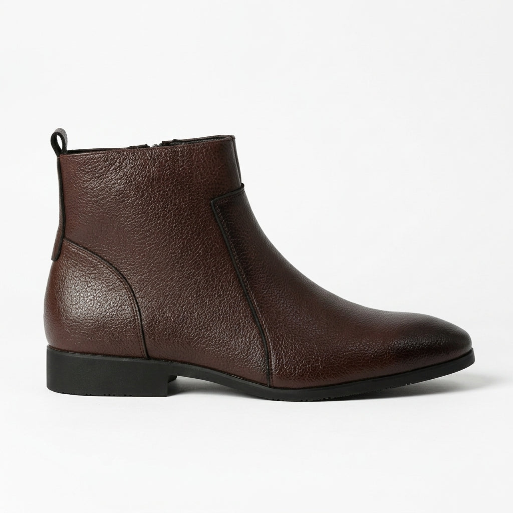 Idris | Sharp Pointed Toe Leather Ankle Boots for Men