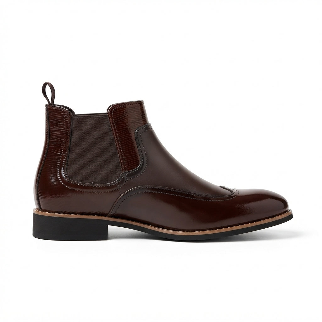 Harvey | Classic Wingtip Leather Chelsea Boots for Men