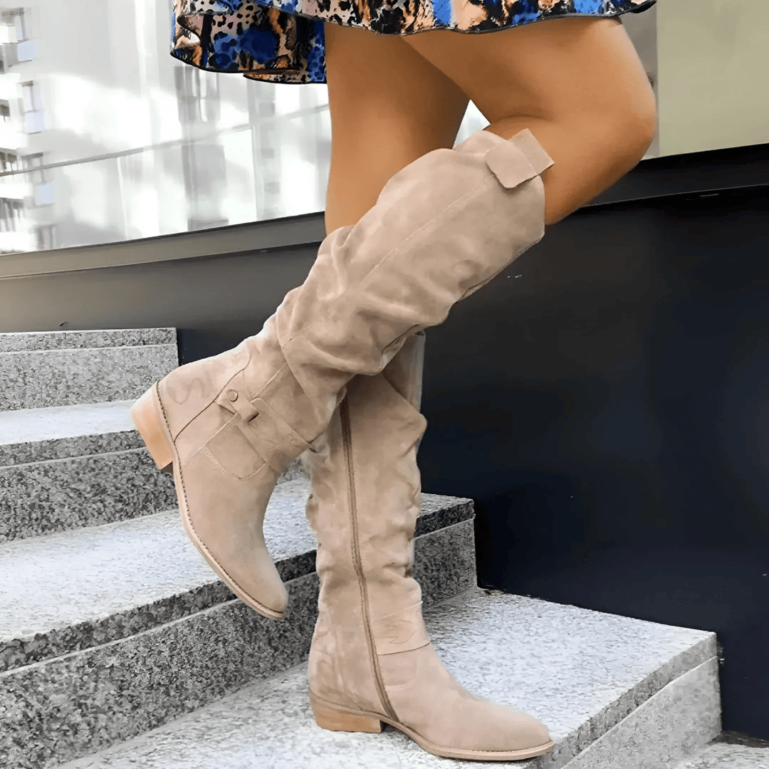 Odile | Sleek Suede Knee-High Block Heel Boots