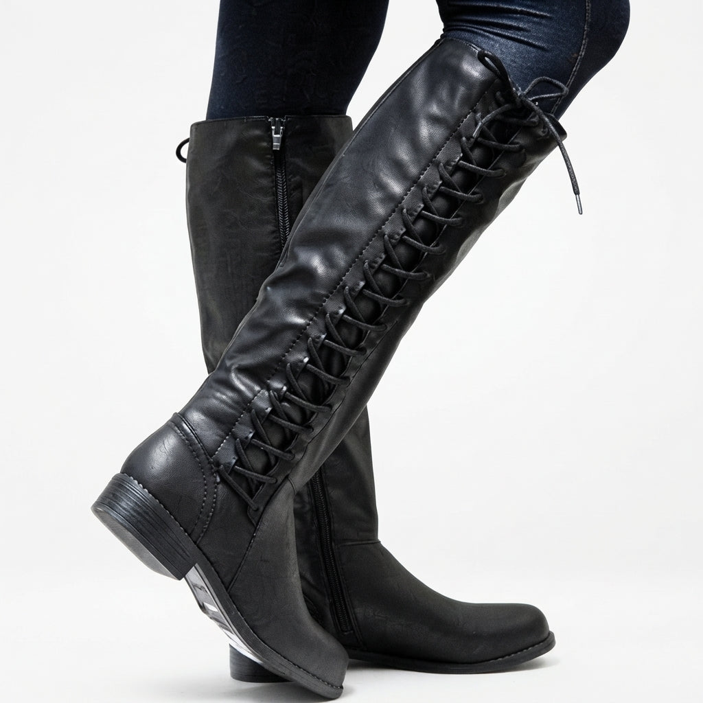 Genevieve | Elegant Lace-Up Knee High Boots for Women