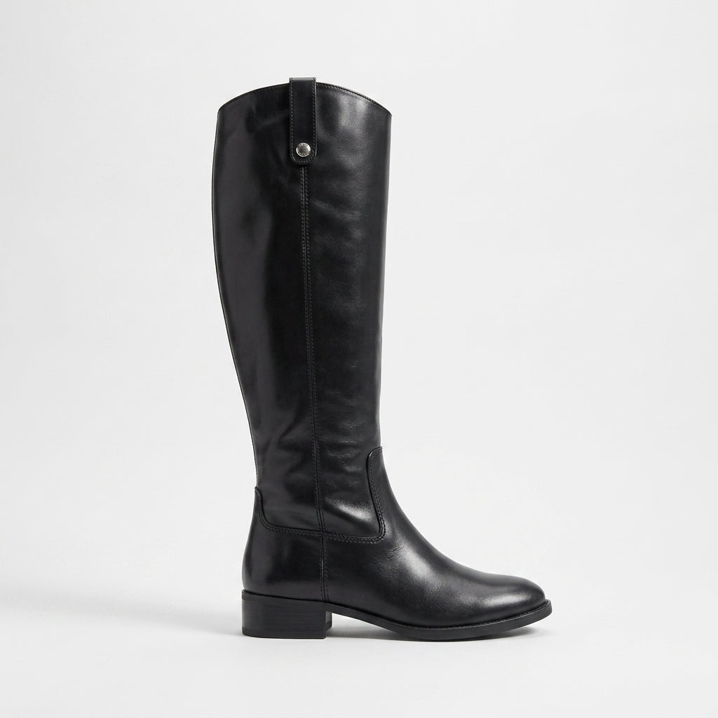 Edith | Classic Leather Wide Calf Knee High Boots for Women