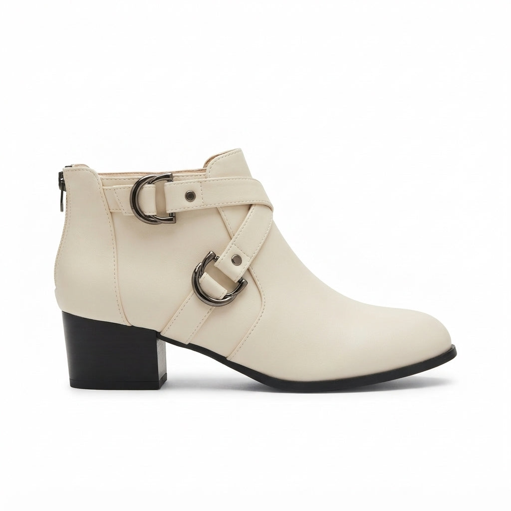 Clara | Classic Cross Strap Heeled Ankle Boots for Women