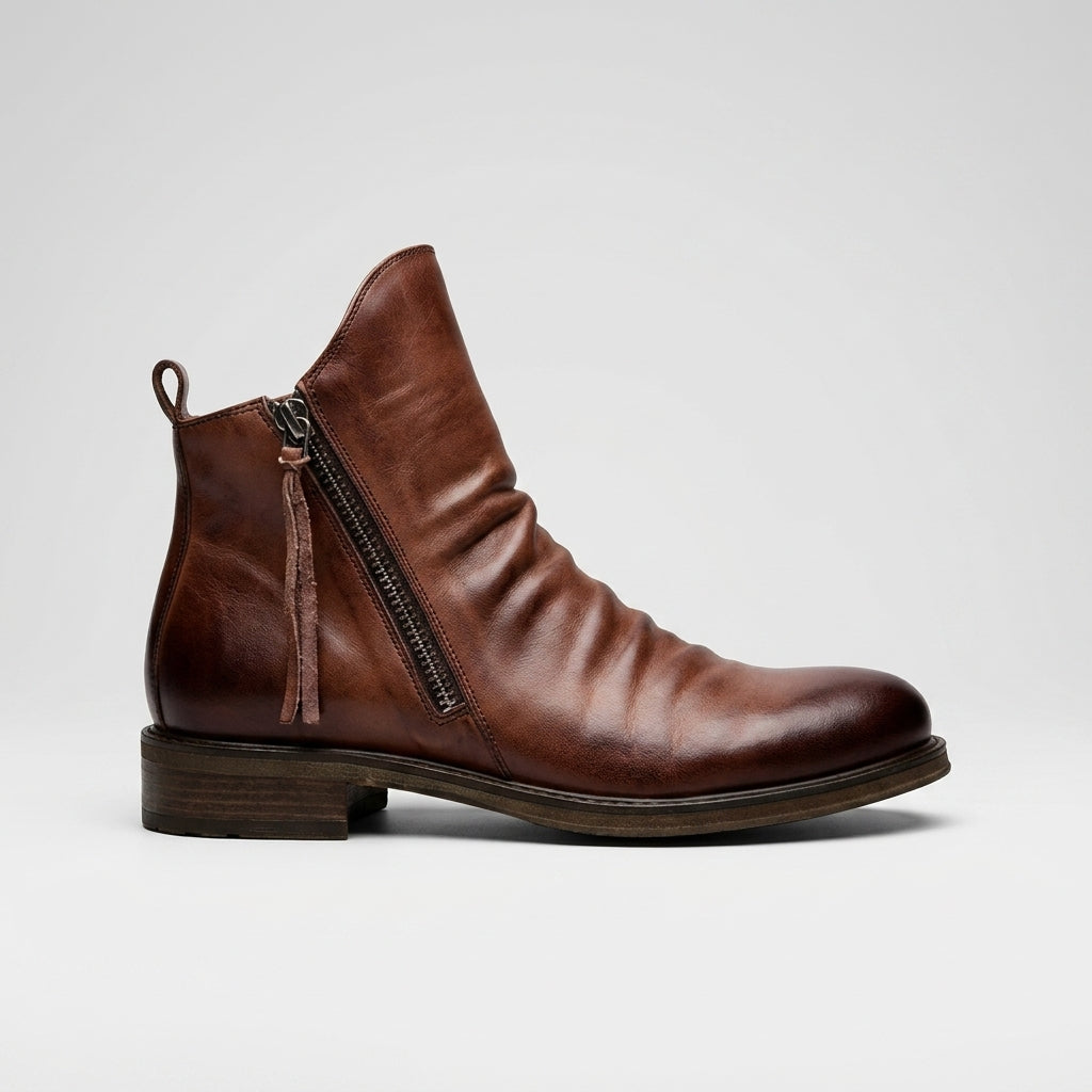 Lorenzo | Relaxed Slouch Leather Ankle Boots for Men