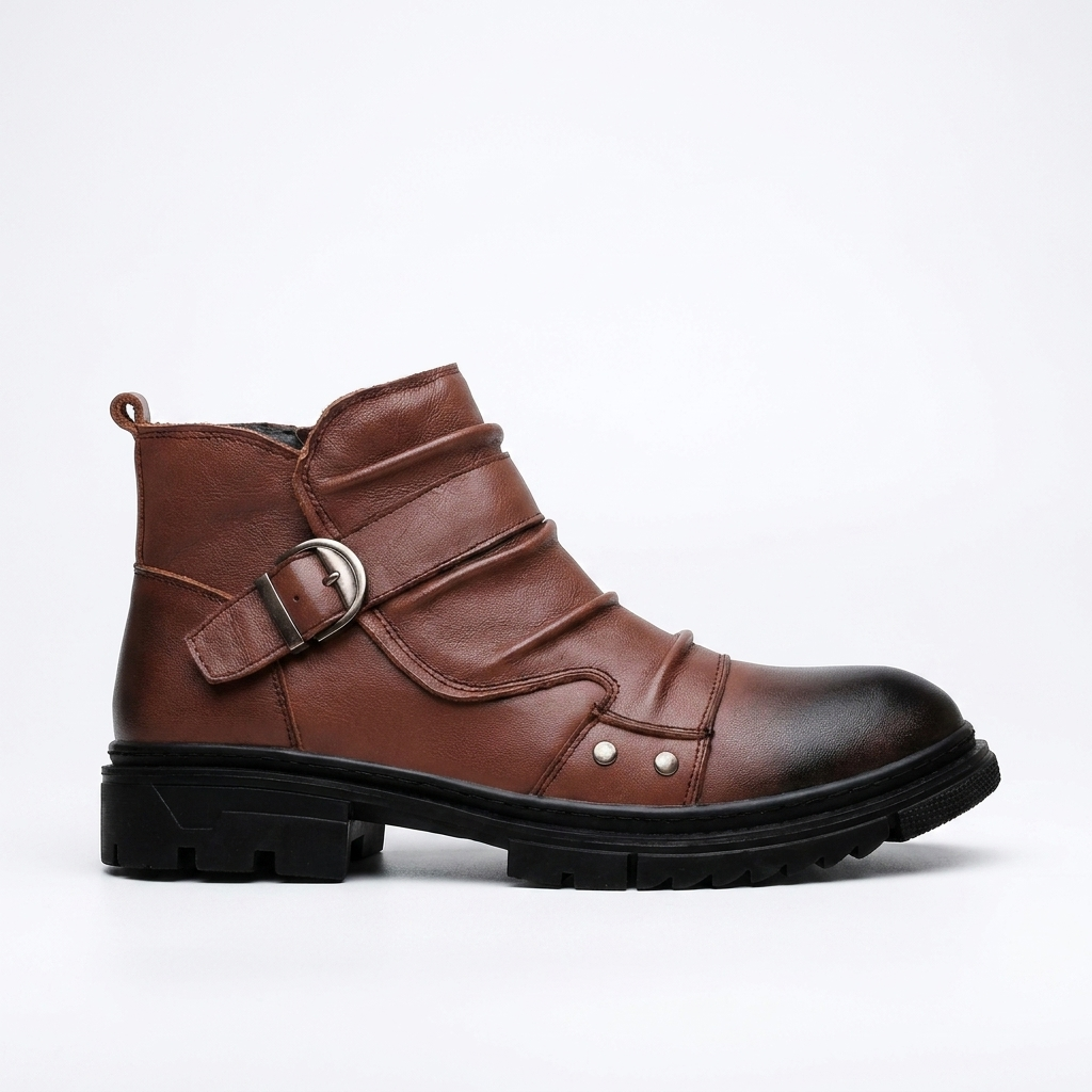 Kellan | Rugged Buckle Strap Leather Chelsea Boots