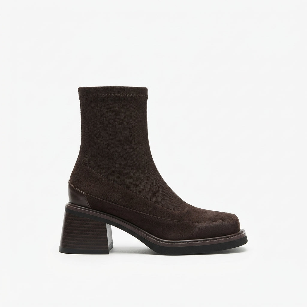 Lavinia | Sleek Square Toe Block Heel Ankle Boots for Women