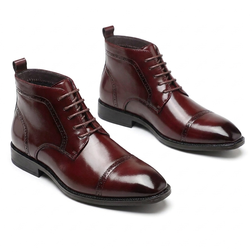 Stanley | Elegant Cap Toe Lace-Up Ankle Boots for Men