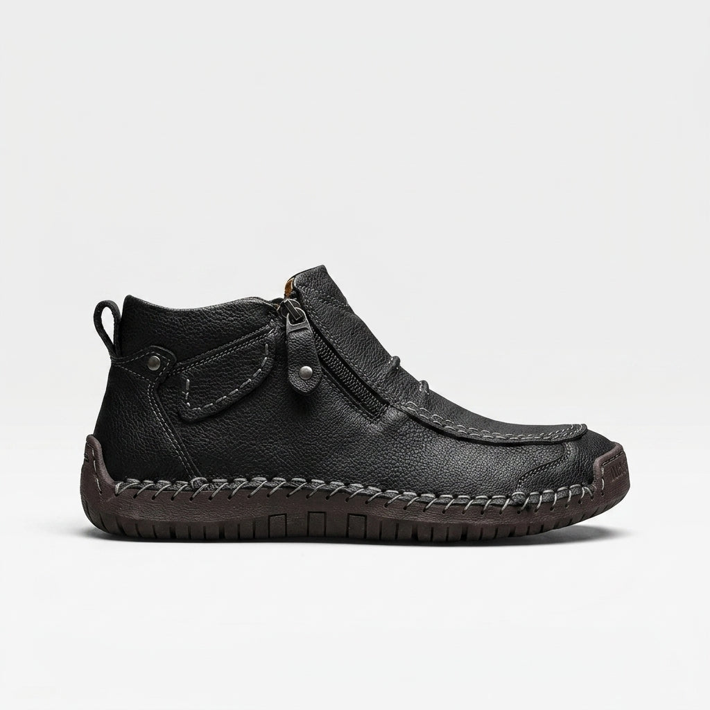 Reid | Relaxed Hand-Stitched Leather Ankle Boots for Men