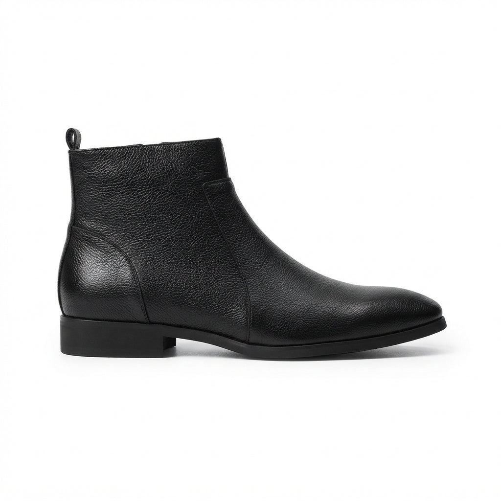 Leon | Modern Pointed Toe Leather Ankle Boots for Men