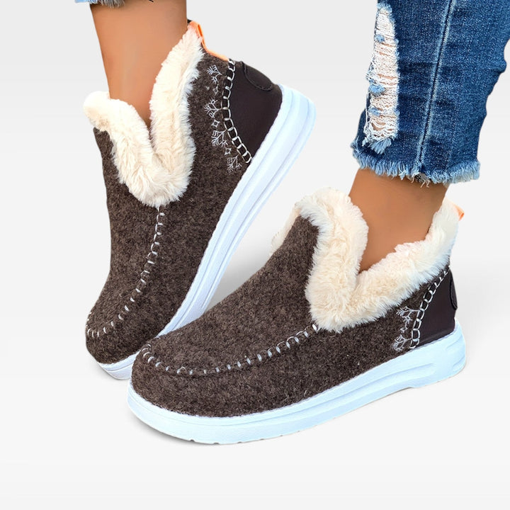 Clarissa | Plush Wool Felt Winter Ankle Boots Women