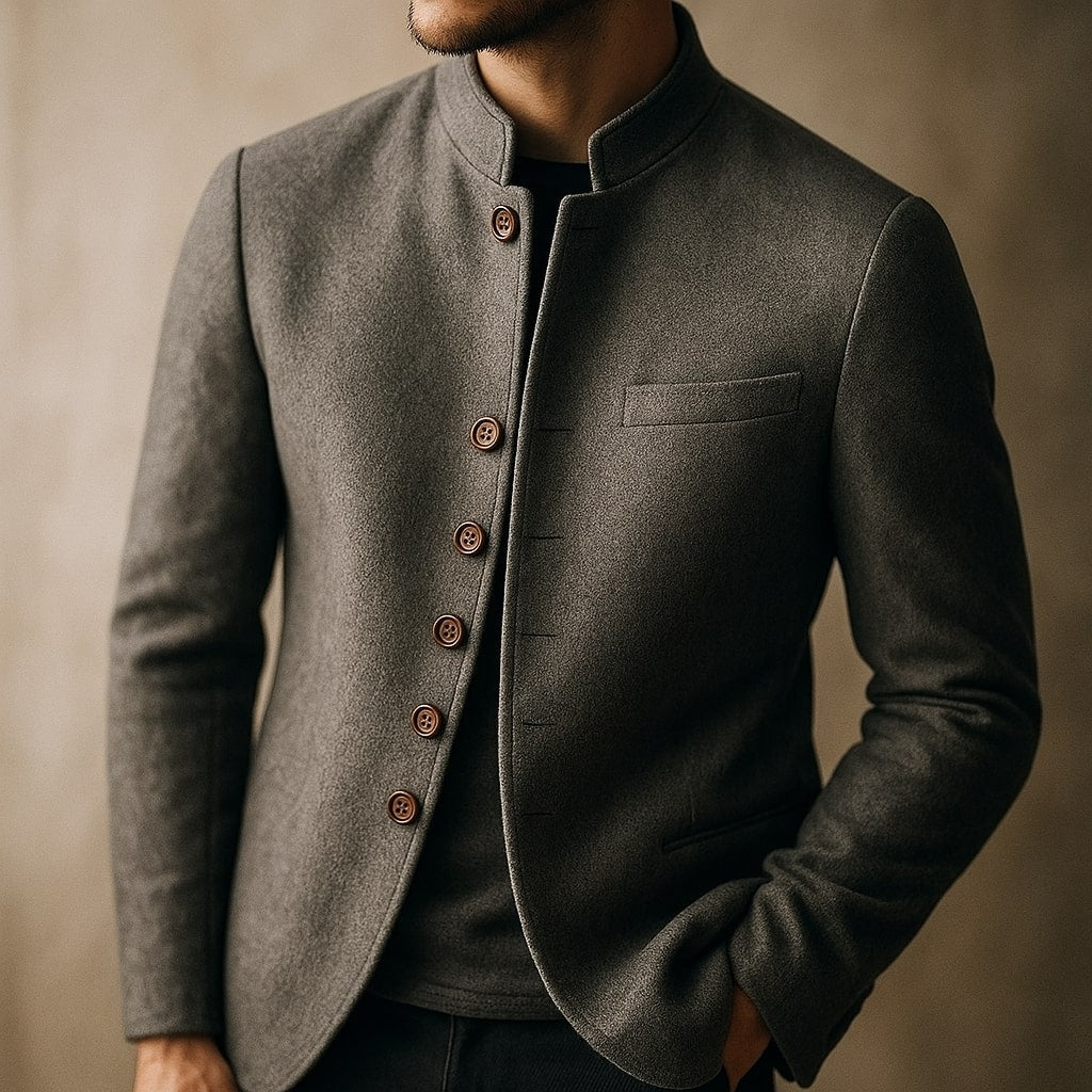Garrett | Refined Wool Jacket, Stand Collar for Men's Tailored Outerwear