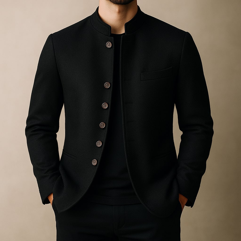 Garrett | Refined Wool Jacket, Stand Collar for Men's Tailored Outerwear